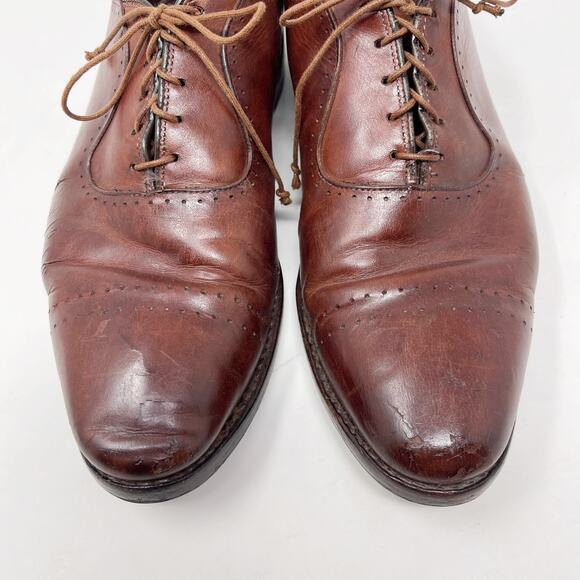 Allen Edmonds Mens 10.5 Brown Leather Vernon Cap Toe Oxford Lace Up Dress Shoes main image 15